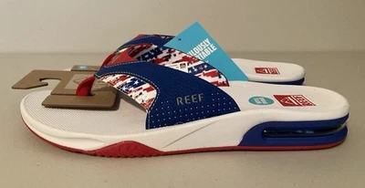 NUEVAS Sandalias Reef "Fanning" Abridor de Botellas Rojo/Blanco/Azul Para Hombre Talla 11 Foto 1 de 4