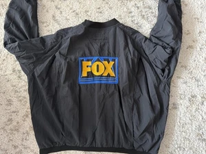 Vintage FOX jacket Mens 2XL Black Bomber Windbreaker Embroidered Promo TV 90s - Picture 1 of 6