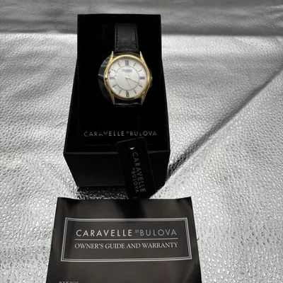 Vintage Caravelle by Bulova Men's Watch 42A57 Black Leather Band - New Old Stock - Image 1 of 4