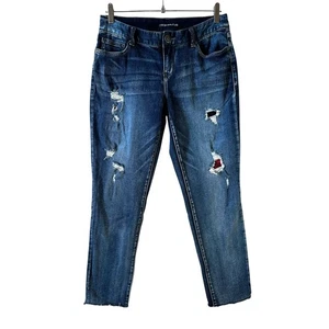 Maurices DenimFlex Buffalo Plaid Backed Jegging Skinny Jeans Distressed 9/10 - Picture 1 of 12