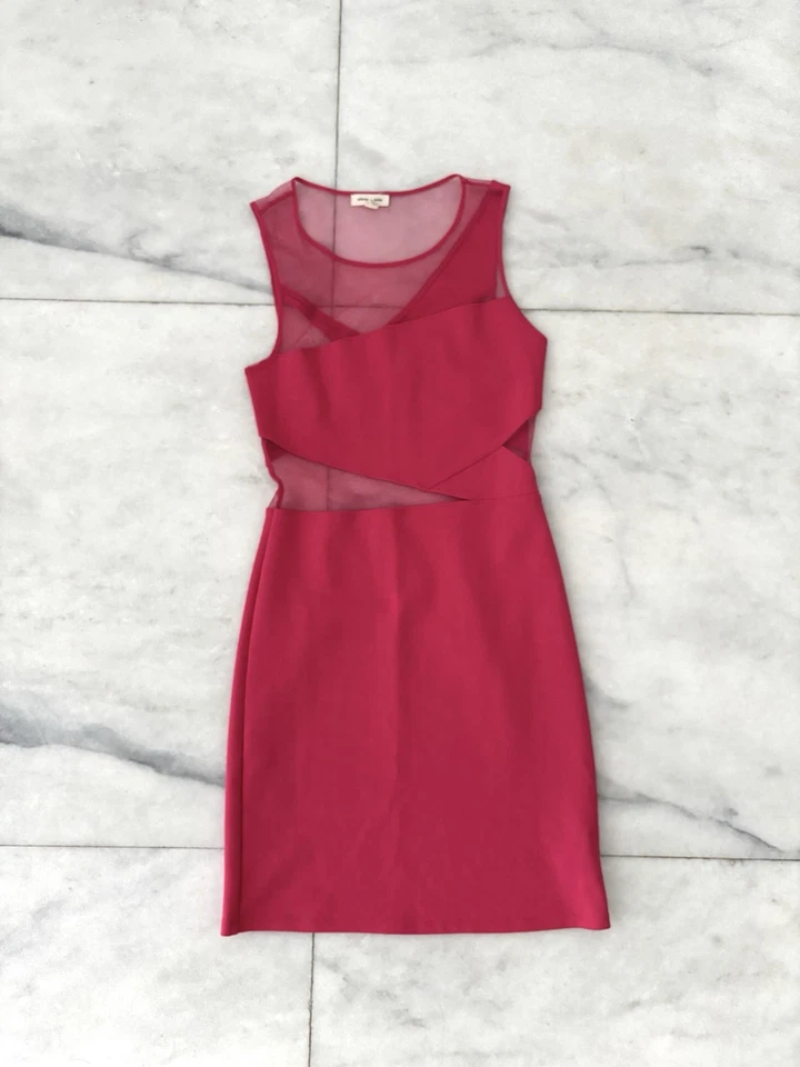 Silence + Noise Dress Mesh Sheer Sides Bodycon Mini Pink Womens Medium - Image 1 of 4