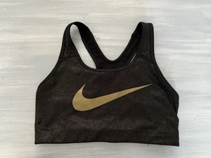 Sujetador deportivo Nike Pro Swoosh entrenamiento entrenamiento talla M negro dorado atlético para mujer - Imagen 1 de 5