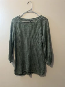 Maglione Talbots 100% lino manica 3/4 maglia uncinetto verde salvia grande L - Foto 1 di 7