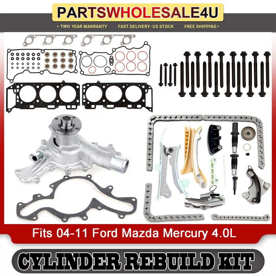 Timing Chain & Water Pump Kit Head Gasket Set fits 04-11 Ford Mazda Mercury 4.0L Foto 1 de 4