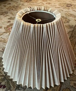 Vintage STIFFEL Pleated Accordion Lamp Shade Tan Beige Perfect 17.25” W x 11” H - Picture 1 of 11