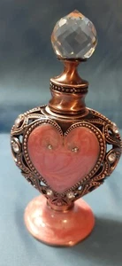 Vintage!! Roségold Metall & rosa Schmuck Parfümflasche - nachfüllbar - wunderschön! - Bild 1 von 7