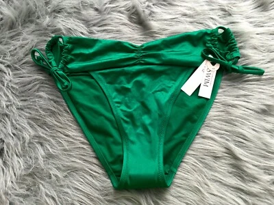 Victoria's Secret Nwt Solid Green Side Tie Ruched Front Swim Bikini Bottom L - Image 1 of 2