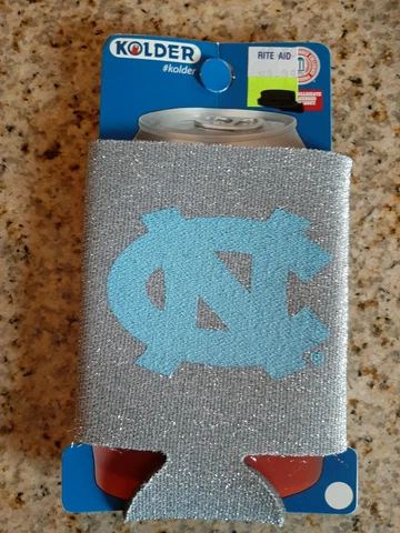 New UNC Tarheels Can Koozie, North Carolina Glitter Official NCAA Ships free Cover