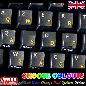 English UK Transparent Keyboard Stickers for Laptop Notebook Computer - 6 Colour - Picture 1 of 7