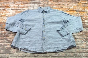 M&S Collection Shirt Adult Extra Large Blue Button Up Linen Preppy Casual Mens - Picture 1 of 11