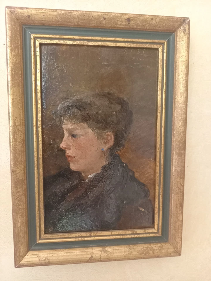 Ecole impressionniste - Portrait - Peinture à l'huile originale (fin XIXe ) - Photo 1/1