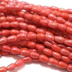 1 String Glass Drop Beads Luster Red 6x4 mm - Picture 1 of 6