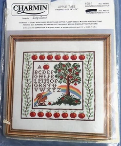 CHARMIN  COUNTED CROSS-STITCH KIT "APPLE TREE"  DESIGNED BY SALLY TWEED 14"X14" - Picture 1 of 2