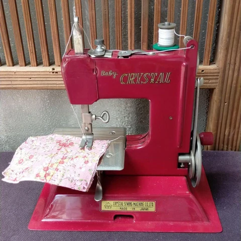 Antique Vintage Hand Crank Sewing Machine Baby CRYSTAL Toy Cover