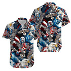 3D Eagles Patriotic USA American Flags Aloha Hawaiian Shirts For Men Full Size