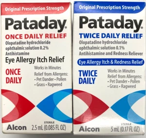 Pataday Once Daily Eye 2.5ml & Twice Daily 5ml Allergy Relief Drops Exp 01/2026 - Picture 1 of 3