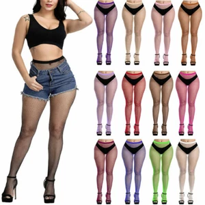 Sexy Fishnet Pantyhose Tights Women's Net Stockings Waist High Neon Lingerie - Picture 1 of 23