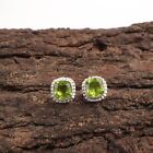 Gift For Her 925 Sterling Silver Natural Peridot Gemstone Jewelry Stud Earrings