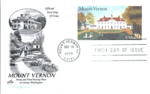 mount vernon george washington home 1999 ARTCRAFT CACHET FIRST DAY CARD UNADDR - Picture 1 of 1