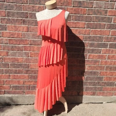 Vestido midi naranja talla 2 con un hombro drapeado en capas talla 2 de ASOS DESIGN Foto 1 de 4