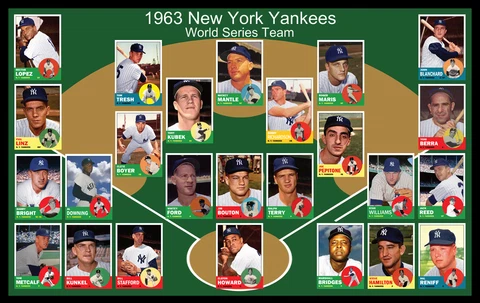 1963 NEW YORK YANKEES World Series Team POSTER Wall Art Decor Fan Xmas Gift NY Cover