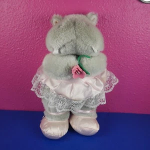 Russ Ballerina Nilpferd Plüsch Vintage 10 Zoll Stofftier grau rosa Tutu Plushie Ballett - Bild 1 von 9