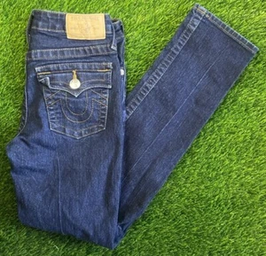 True Religion Girls Denim Straight Leg Stretch Dark Jeans Sz 14 Flap Pockets - Picture 1 of 12