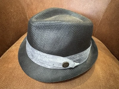 Sombrero Goorin Bros Fedora Negro Mezcla de Paja con Banda Gris - Sombrero de Vestido de Verano para Hombre Foto 1 de 4