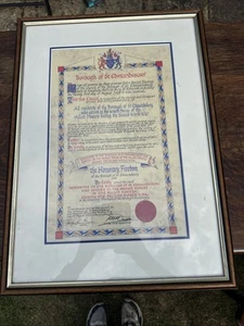 Framed Honorary Freedom Of The Borough Of St Edmundsbury Signed Sealed Plaque - Picture 1 of 2