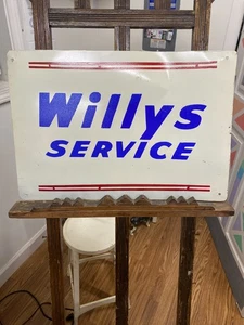Insegna Willys Service metallo verniciato 22" x 15 1/2" GAS OIL AUTO JEEP - Foto 1 di 4