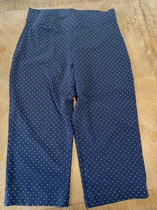 Land’s End Blue Polka Dot pants XL Stretchy Waist 36” Inseam 23” Zip Pockets - Picture 1 of 5