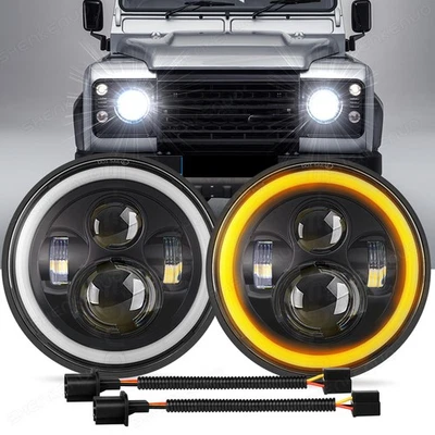 pair 7 Inch Round LED Headlights Halo For Toyota Landcruiser HZJ75 78 79 Series - image 1 of 4
