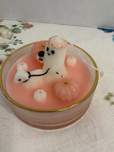 Halloween rosa Kerze Geist gehender Hund Kerze  - Bild 1 von 7