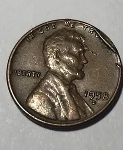 1958 D Penny Errors - Stamp - Crooked Liberty Letters - Very Rare - Circulated - Picture 1 of 8