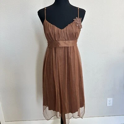 Vestido De Colección Rampage XL Mujeres Y2K Babydoll Hada Malla Baile de graduación Regreso a Casa Marrón Brillante Foto 1 de 4