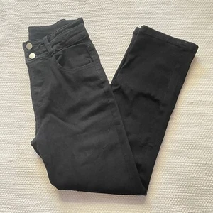 NWOT High Waist Straight Leg Black Denim 5 Pockets Stretchy Ankle Jean Size XS - Picture 1 of 9