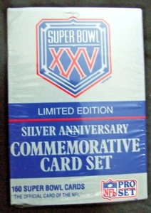 NFL Super Bowl XXV Limited Edition Silver Anniversary Commemorative 160 Karten NEU - Bild 1 von 6