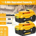 2Pack 20 Volt 6.0Ah For Dewalt 20V Max Lithium Ion Battery Dcb206 Replacement
