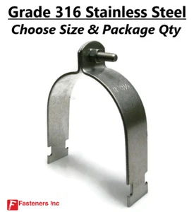 ** GRADE 316 ** Stainless Steel Strut Rigid Pipe Clamp for Unistrut Channel - Picture 1 of 3