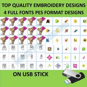 Juego de 4 fuentes diseños PES en máquina USB archivos bordados para bordar lindo paquete 3 - Imagen 1 de 9