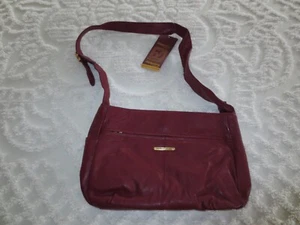 NWT STONE MOUNTAIN Hamptons Collection BURGUNDY GEN. LEATHER Shoulder BAG PURSE - Picture 1 of 8