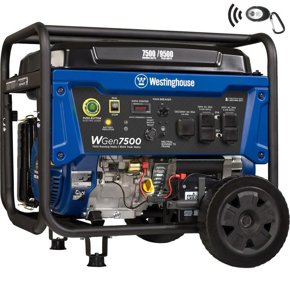 Westinghouse WGen7500 9,500-W Portable Gas Powered Generator with Remote Start