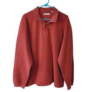 Geoffrey Beene Sz XXL Mens Polo Shirt Long Sleeve Ribbed Rust Heavy Weight VGC - Picture 1 of 8