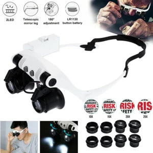 Headband Glasses Magnifying Jeweler Magnifying Glass Adjustable LED Light Brand - Picture 1 of 12
