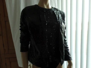7FOR ALL MANKIND SCHWARZE PAILLETTEN JACKE & PASSENDES TOP 2-TEILIGES SET - Bild 1 von 7