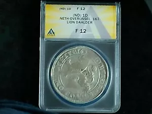 Large 1600's Silver Lion Daalder, aka, Colonial NY Lion Dollar- ANACS F 12 - Picture 1 of 8