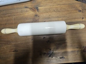 Vintage 1930's Nut Brown Rolling Pin Made in England Ceramic And Wood - Bild 1 von 6