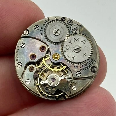 23.6mm Cyma Cal 032 Manual Wind Swiss 15 Jewels Watch Movement Vintage PARTS - Image 1 of 4