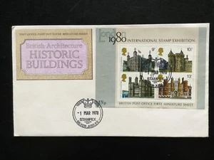 GB 1978 Historic Buildings M/S FDC, PO Brand, StampexFDI Pmk Unaddressed (2027) - Picture 1 of 1