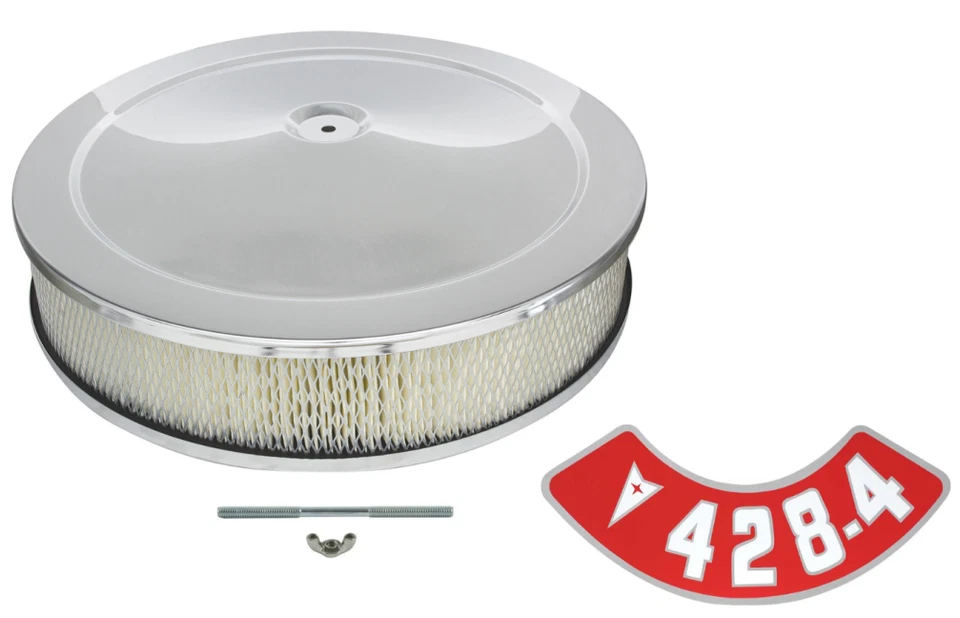 14 x 3 Chrome Air Cleaner Assembly With 428-4BBL Decal Firebird GTO Grand Prix - Изображение 1 из 3